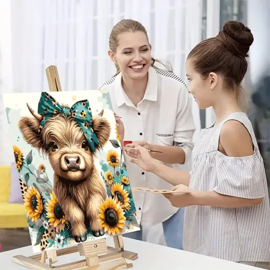 Easy Paint by Numbers Kit for Adults Beginner, Cow Adult Paint by Number Kits on Canvas, DIY Painting with Numbers for Adults, Acrylic Simple Oil Paint by Number Kits for Home Wall Decor 16x16 In {4}