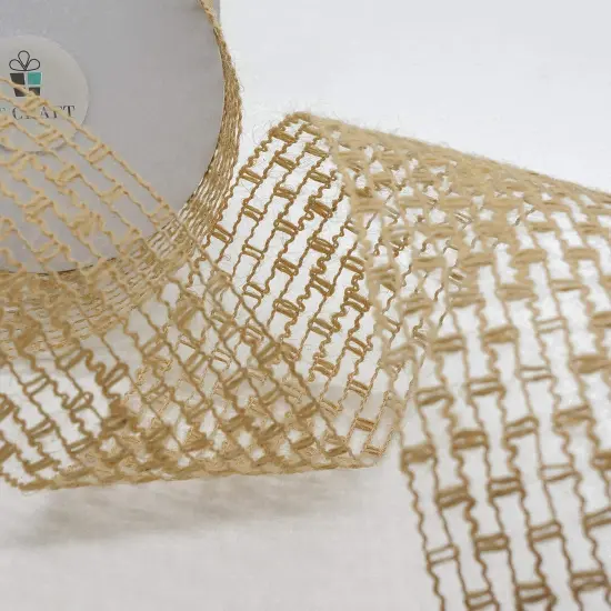 Mesh Burlap Wired Ribbon 2.5" x 10 Yards Natural Color {2}