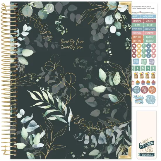 bloom daily planners 2025-26 Academic Planner, Hard Cover, 8.5" x 11", Eucalyptus, Green {1}