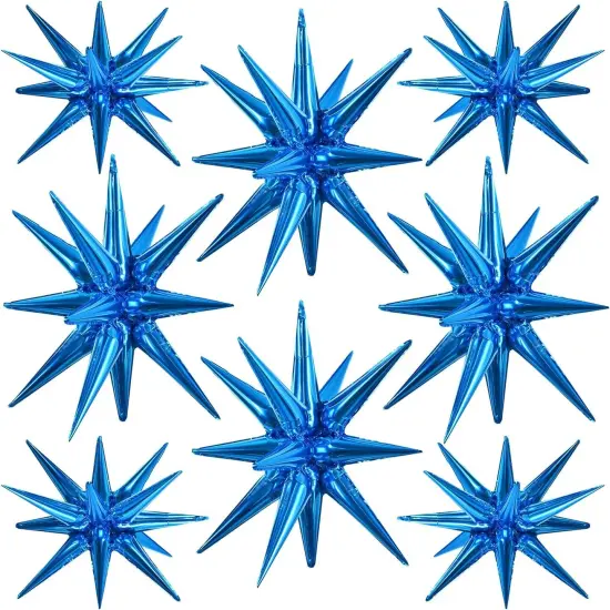 8 Pcs Blue Star Foil Balloons - Large Star Mylar Balloons for Party Backdrop - Christmas, New Year, Birthday, Wedding, Baby Shower, Anniversary, Photo Booth Supplies {1}