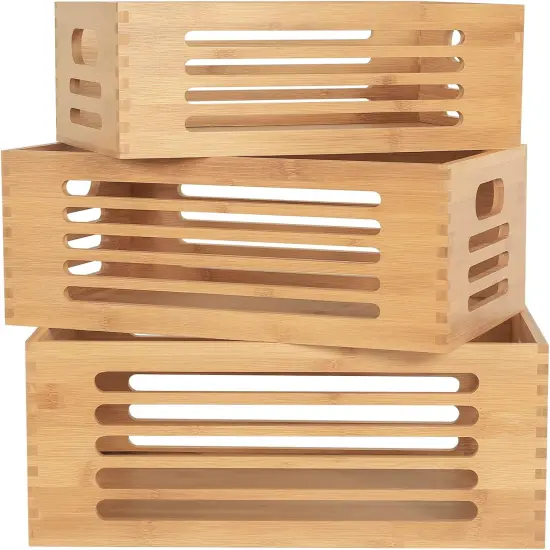3PCS Natural Wooden Boxes Crates for Storage {2}