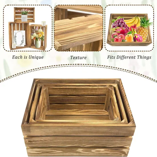 3 PCS Decorative Nesting Wooden Crates {5}