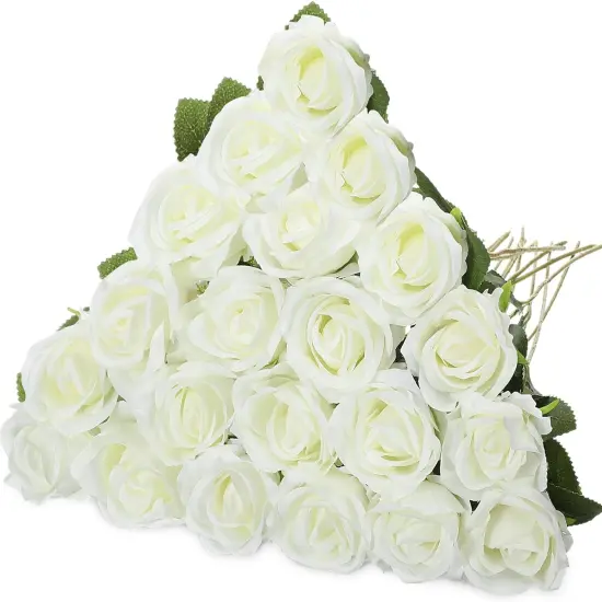 20 Pcs Artificial Rose Flowers Bouquet with Long Stem {1}
