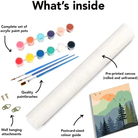 4 Pack Paint by Number for Adults, Easy Sunset Landscape DIY Arts and Crafts for Adults Beginner with Paints Brushes, Tree River Mountain Acrylic Paint Set for Home Decor 8&times;8 Inch {4}