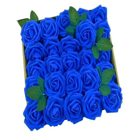 50pcs Artificial Flowers Foam Roses Wedding Party DIY Decor Blue {1}