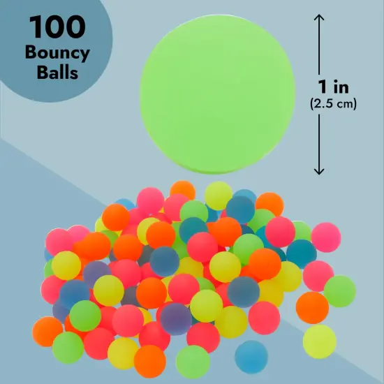 100 Pack Bouncy Balls for Kids Ages 5-14 Bulk - 1 inch/ 25mm Rubber Super Bounce Balls for Birthday Rewards, Prizes, Gifts (Neon) {4}