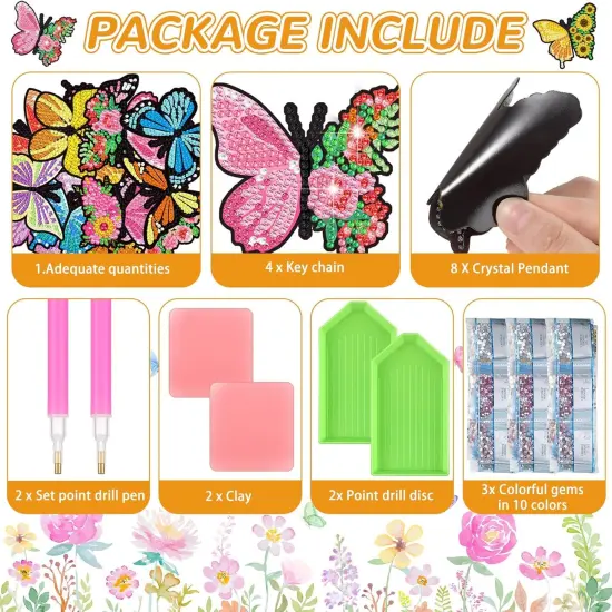 20 Pcs Butterfly Diamond Painting Magnets Kits Butterfly Diamond Art Stickers Refrigerator Painting Kits {3}