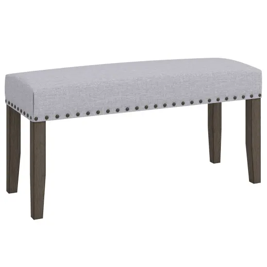 42.5 Inch Grey Upholstered Entryway End of Bed Bench with Padded Seat and Wooden 4 Legs {1}