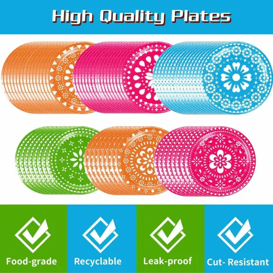 120Pcs Fiesta Plates and Napkins Party Supplies Mexican Cinco De Mayo Party Tableware Set Mexican Party Decors Mexican Fiesta Cups for Taco Carnival Party Decorations Serves 30 Guests {3}