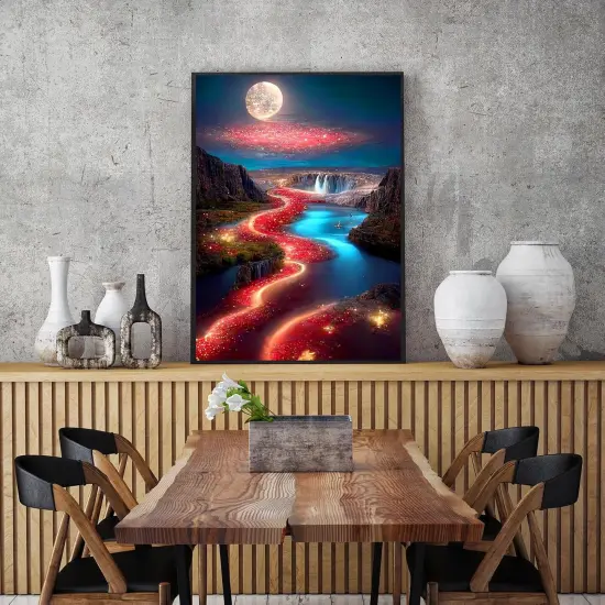 5D Diamond Painting Kits for Adults, Moon Landscape Diamond Art Kits for Beginners, DIY Full Round Drill Paint by Diamonds, Home Wall Decor 12 x 16 Inch {4}