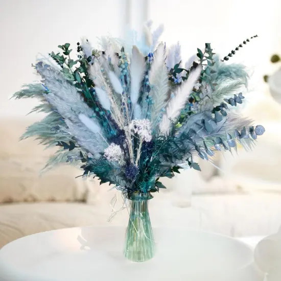 Pampas Grass Decor Dried Flowers with Blue Pampas Grass Boho Floral Arrangements {1}