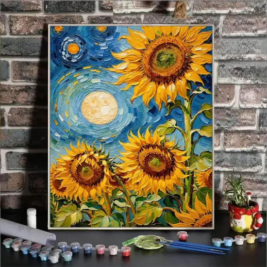 Sunflower Paint By Numbers Kit For Adults, Sunflowers Flower Adult Paint By Number Kits For Beginner Acrylic On Canvas Diy Oil Painting Adults' Paint-By-Number Kits Home Room Decor Gift 16x20 Inch {2}