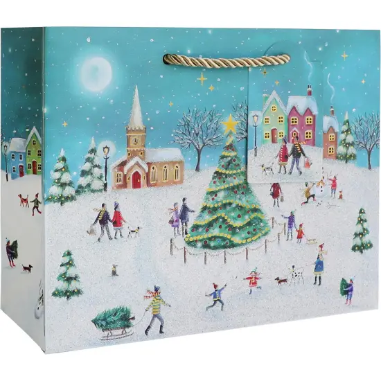 Pack/6: Christmas Village Gift Bag - 12-1/2 x 5 x 10" {1}