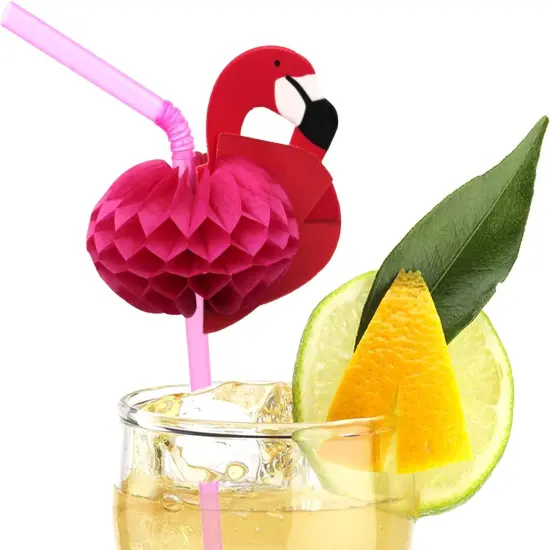 Flamingo Drinking Straws Cocktail Straws 9.65 Inch 100 PCS, Red Flamingo Drinking Straws for Cocktail,Milkshake,Juice, Decoration & Add Atmosphere for Valentine's Day {3}