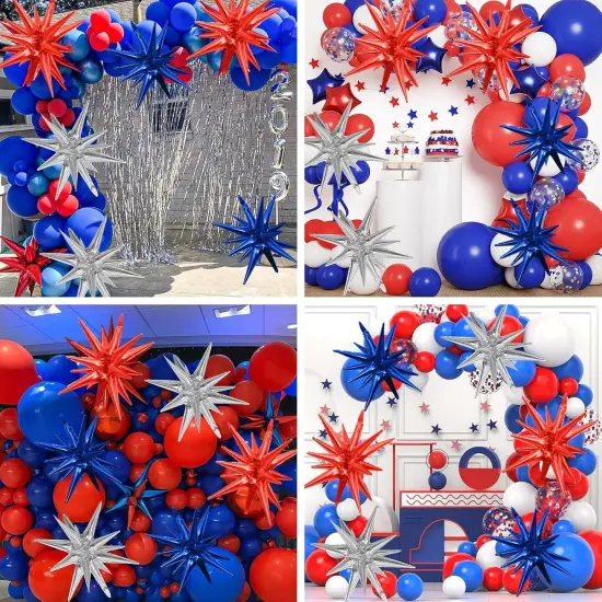 6PCS Star Balloons, 22Inch Huge Red Blue White Explosion Star Balloons Aluminum Foil Balloons for 4th of July, Independence Day USA Patriotic Party Decorations {5}