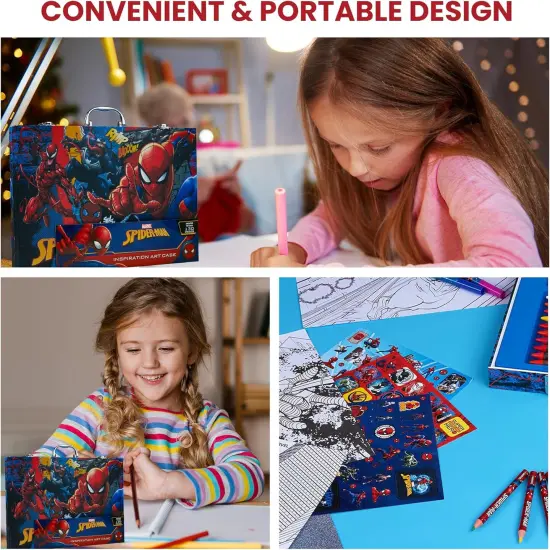 Colored Pencils Art Supplies Kids Drawing Kit School Supplies Painting Kit Girls Drawing Pencils Art Kit Travel Case with Crayons Arts and Crafts for Kids 4-12 (Multi Spiderman) {5}