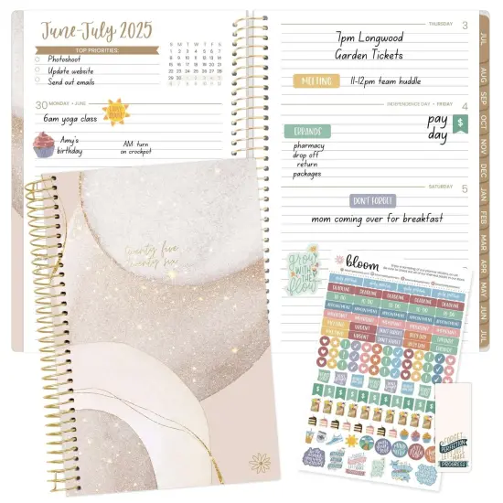 bloom daily planners 2025-26 Academic Planner, Soft Cover, 5.5" x 8.25", Brushed Beige {3}
