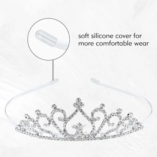 6 Pack Decorative Sparkling Rhinestone Silver Metal Crown Headbands Tiaras Wedding Bridal Birthday Party Prom Headpieces Hair Accessories for Women Flower Girls Teens Kids {5}