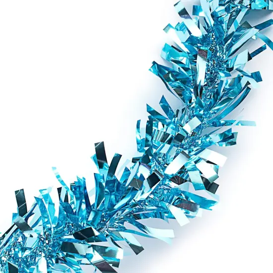 Light Blue Metallic Tinsel Twist Garland for Party Decorations {2}