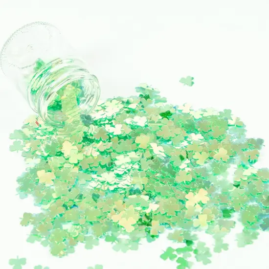 1500pcs/50g Shamrock Confetti Decorations,Iridescent Shamrock Table Confetti Green Glitter Lucky Clover Shamrock Sequin for St. Patrick's Day Party Home Decoration {5}