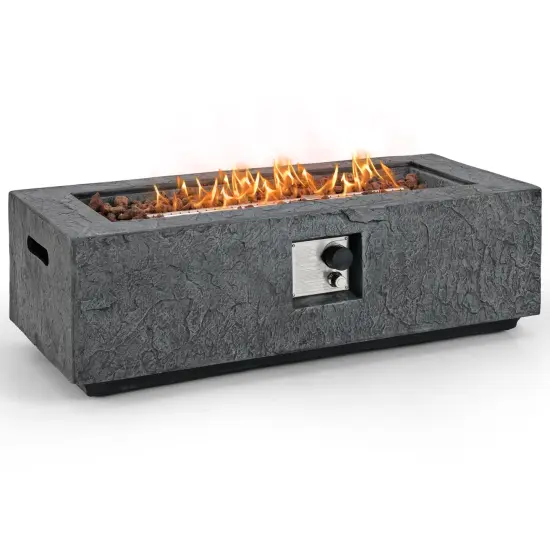 Grey Magnesium Oxide Fire Pit Table, 50,000 BTU and Stainless Steel Burner {1}