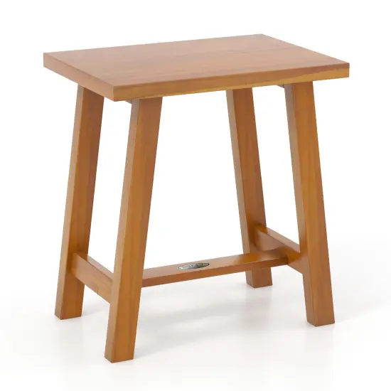 Natural Wooden Bathroom Shower Stool with 4 Legs Ideal Use as Side Table or Plant Stand {1}