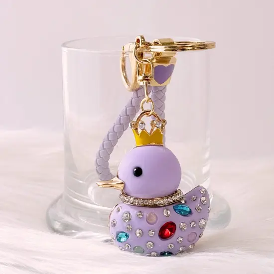 Wrapables Glamorous Crystal Rhinestone Ducky Keychain, Pendant Bag Charm, Purple {4}