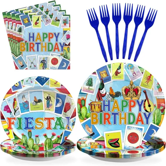 96Pcs Mexican Party Decorations Mexican Card Party Plates Disposable 350GSM Mexican Fiesta Party Tableware Set for Fiesta Birthday Party Carnival Cinco De Mayo Taco Party Decorations, Serves 24 {1}