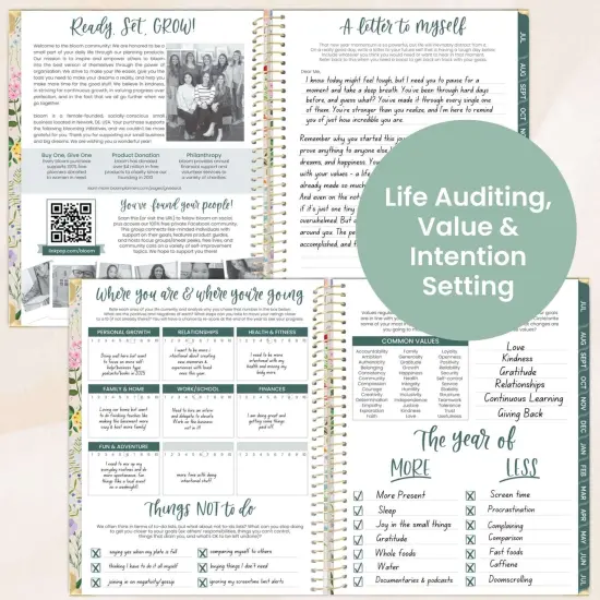 bloom daily planners 2025-26 Academic Planner, Hard Cover, 8.5" x 11", Garden Party, Beige {4}