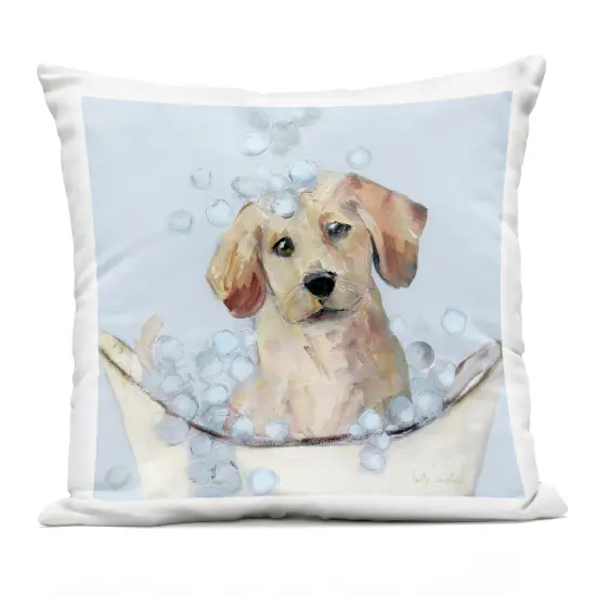Stupell Industries Bubble Bath Lab Puppy Outdoor Printed Pillow design by Sally Swatland, 18 x 7 x 18 {1}