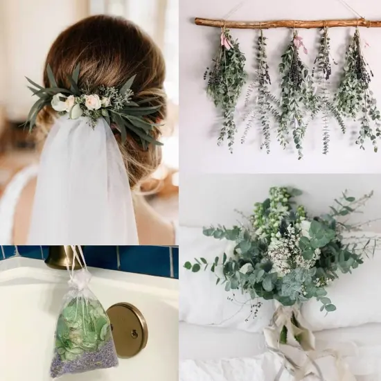 65 Pcs Mix Dried Eucalyptus Stems & Lavender Bundle for Shower, 17" Natural Real Preserved Eucalyptus Leaves Greenery, Lavender for Hanging Shower Plants, Flower Arrangements, Vase Decor {5}