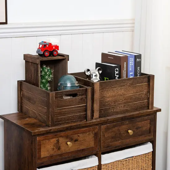Large Vintage Black Wooden Crates For Storage {4}