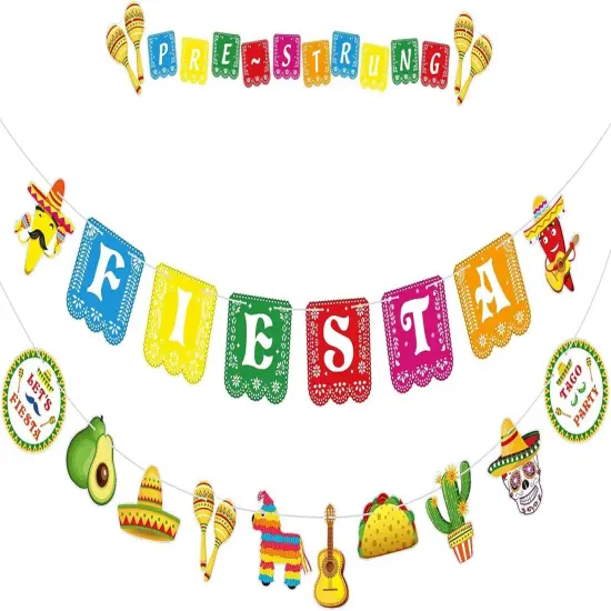 Cinco De Mayo Banner Mexican Party Supplies Sign Banner Garland Fiesta Party Decoration Day of The Dead Backdrops Ceiling Hanging Card Tissue Decorations for Mexican Festival Tacol Theme Birthday {1}
