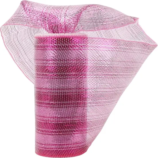 Pink Deco Mesh 10 Inch Valentine Hot Pink Mesh Ribbon Fabric Mesh Roll Decorative Mesh Wreath Supplies {1}