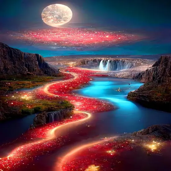 5D Diamond Painting Kits for Adults, Moon Landscape Diamond Art Kits for Beginners, DIY Full Round Drill Paint by Diamonds, Home Wall Decor 12 x 16 Inch {1}