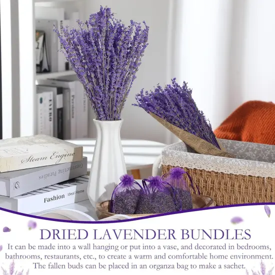 18 Bunches Dried Lavender Bundles 15.7 Inch Natural Dried Lavender Flowers Bouquet Lavender Organic Bulk for Home Weeding Decoration DIY Arrangements Home Fragrance {2}