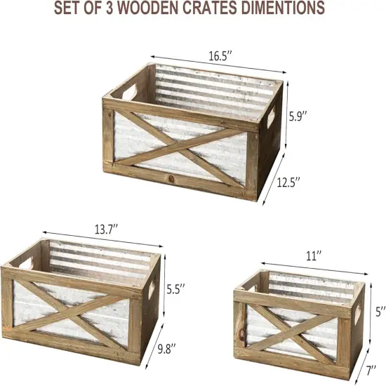 Set of 3 Nesting Wooden Crates {5}