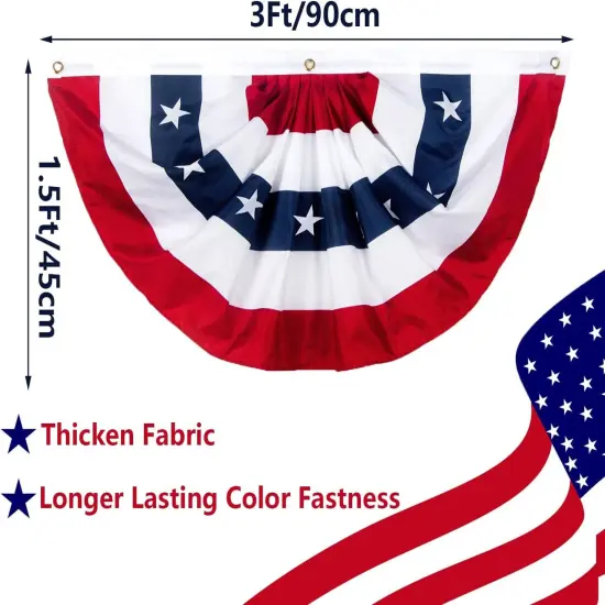 1.5 x3 Ft USA Pleated Fan Flag, American Patriotic Flag Bunting for Outside, Bunting Flags Outdoor Indoor for 4th of July Decorations (Set of 10) {2}