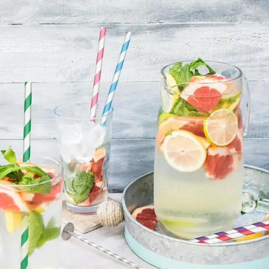 200 Striped Paper Straws, Biodegradable Disposable Drinking Colorful Straws for Birthdays, Coffee, Cocktail, Lemonade, Weddings, Bridal, Baby Shower, DIY Decorations {5}