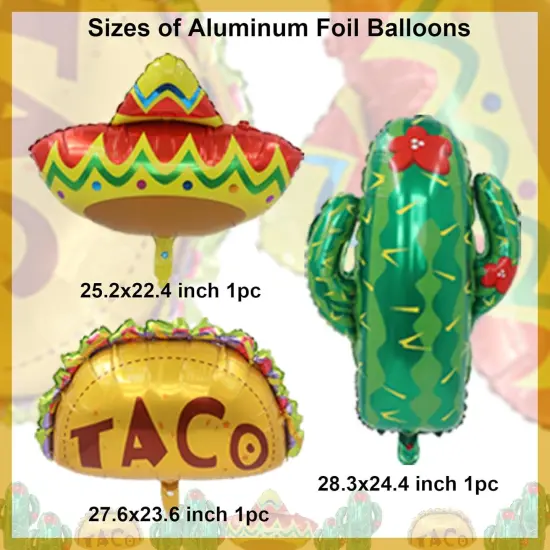 Mexican Fiesta Party Decorations 159pcs Fiesta Balloon Arch Garland Kit Cactus Sombrero Taco Balloons for Cinco De Mayo Taco Twosday Birthday Decorations Party Supplies {3}