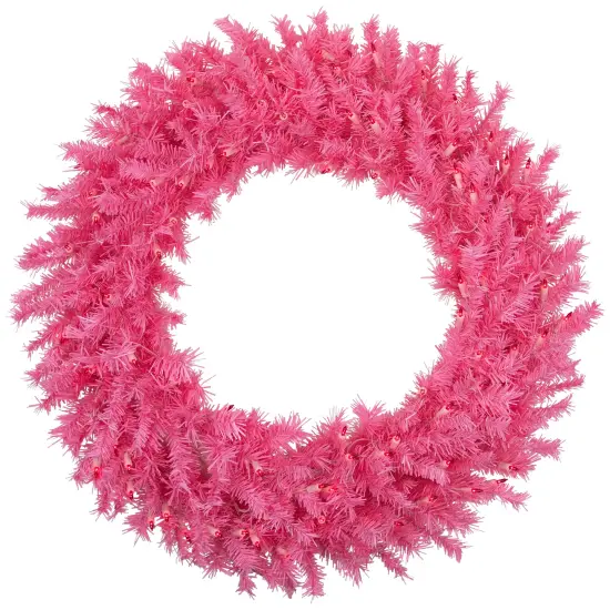 Northlight 36" Pre-Lit Pink Spruce Artificial Christmas Wreath, Pink Lights {3}