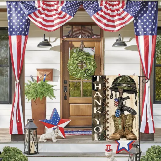 colorlife Memorial Day Thank You Heroes Garden Flag 12x18 Inch Double Sided, Military Soldiers Boots Patriotic Veteran Yard Outdoor Decoration {3}