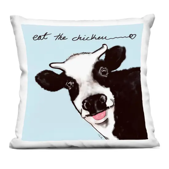 Stupell Industries Eat The Chicken Funny Cow Decorative Printed Pillow design by Stella Chang, 18 x 7 x 18 {1}