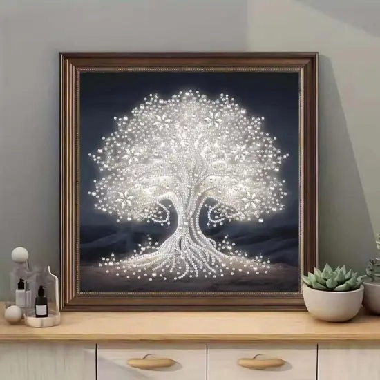Special Shape Diamond Art Kits for Adults Beginners,Tree of Life Diamond Painting Kits for Adults,DIY White Tree Crystal Rhinestones Painting kit for Home Wall Decoration 12&times;12inch {3}
