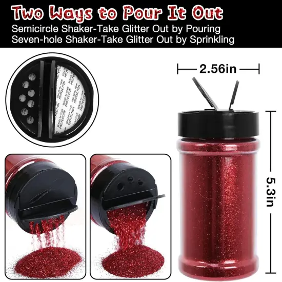 Ultra Fine Red Glitter, 7.05 Oz (200g), Fine Glitter for Resin Crafts Nails Tumblers Slime Cosmetic and Festival Decoration - Red Fine Glitter Bulk {3}