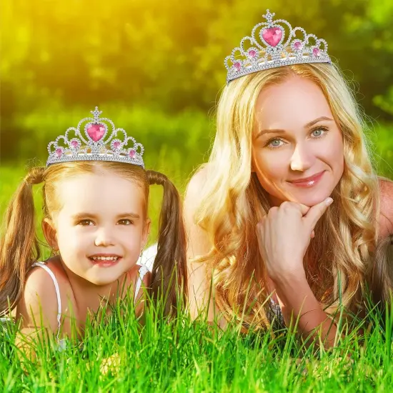 24 Pcs Princess Dress up Accessories Crown Tiara and Wand Set Include 12 Pcs Princess Wand and 12 Pcs Plastic Crown Kids Tiara for Little Girls {3}