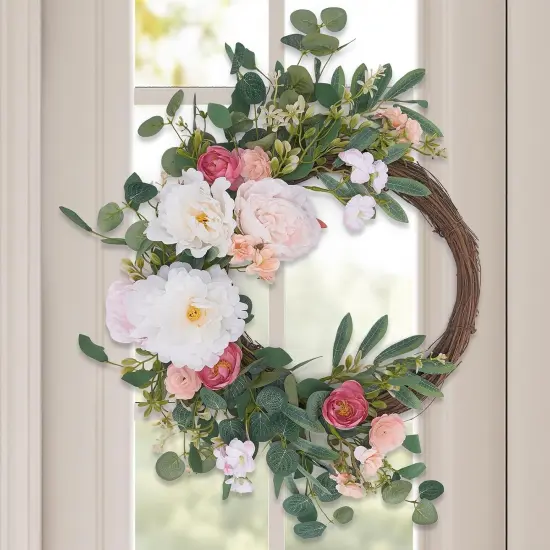 Spring Peony Roses Wreaths for Front Door {1}