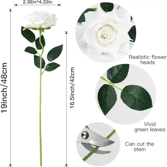 15PCS White Roses Artificial Flowers Bouquets {2}