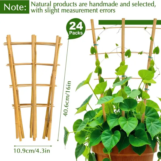 24pack 16 Inch Small Plant Wood Bamboo Trellis for Climbing Plants Indoor Potted Plants {2}