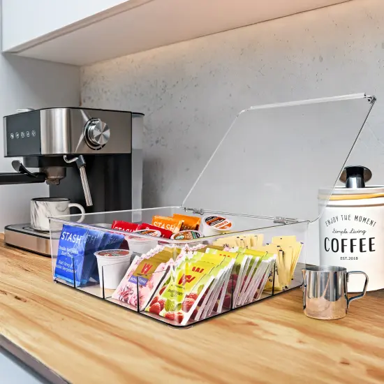 Sorbus Tea Bag Organizer, Stackable Tea Bag Storage Organizer with 12 Compartments and Hinged Lid, Plastic Tea Bag Holder for Kitchen Organizers {5}